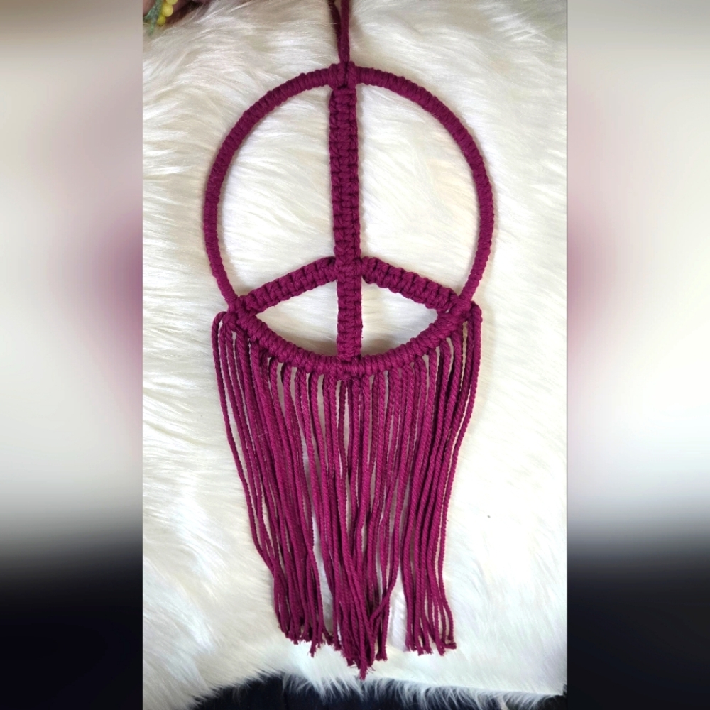 Handmade Macrame Peace Sign • Boho Decor